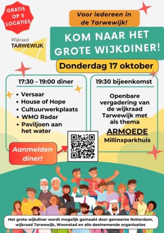 Ouderkamer-Wijkraad Tarwewijk wijkdiner en bijeenkomst